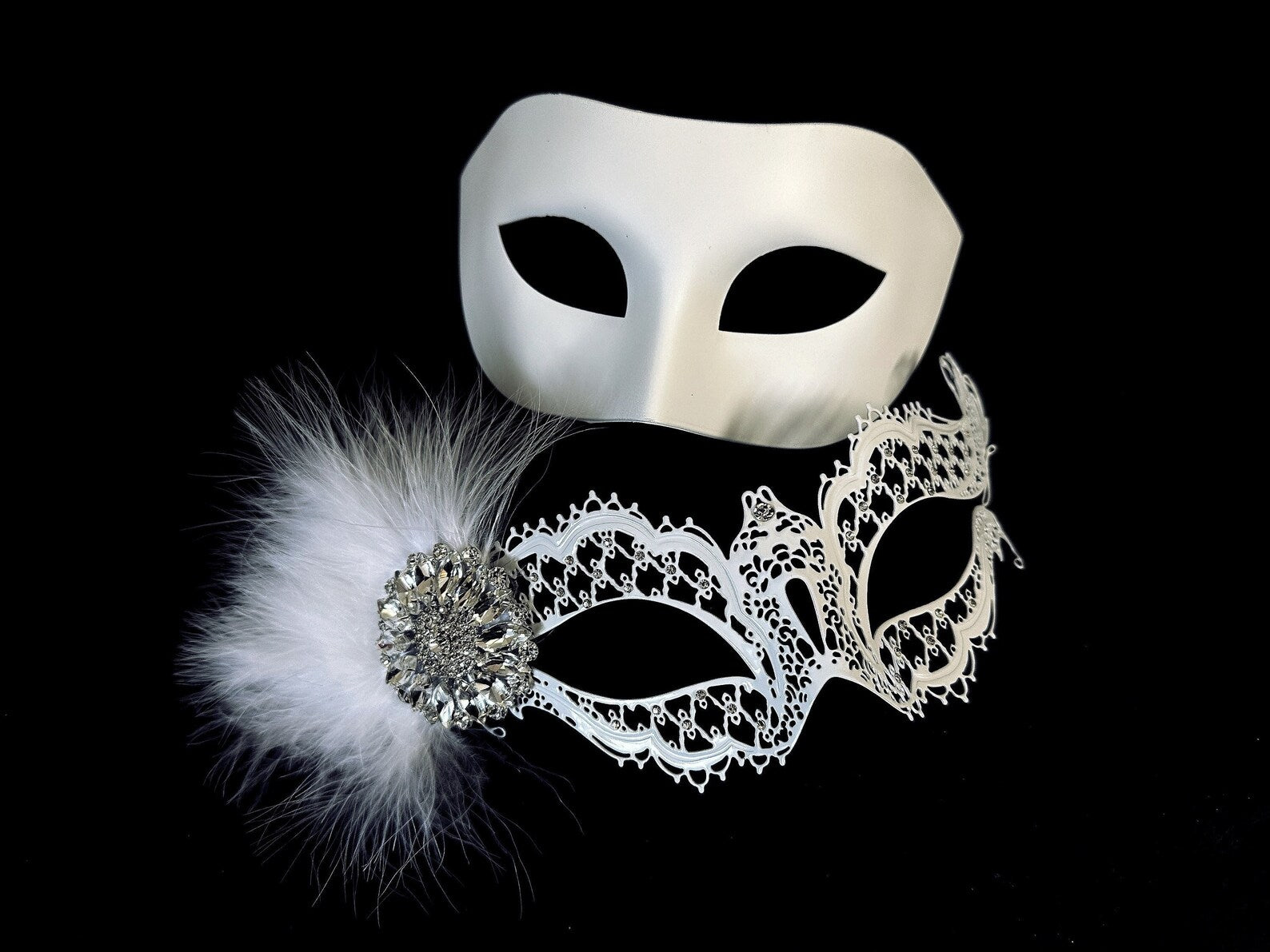 Gold and White Beauty venetian mask for sale