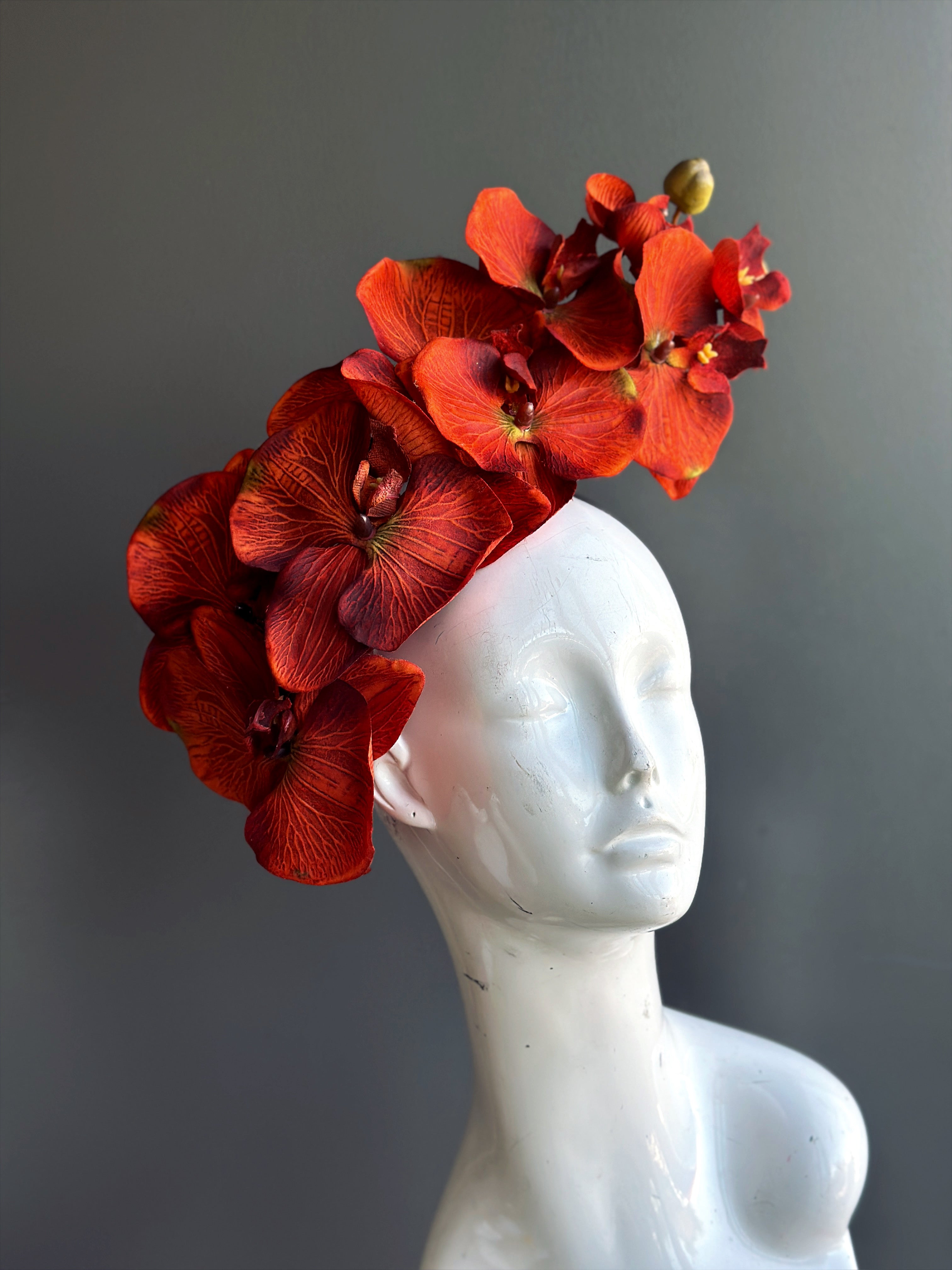 Skull and Flowers Fascinator in Pinks store and Oranges