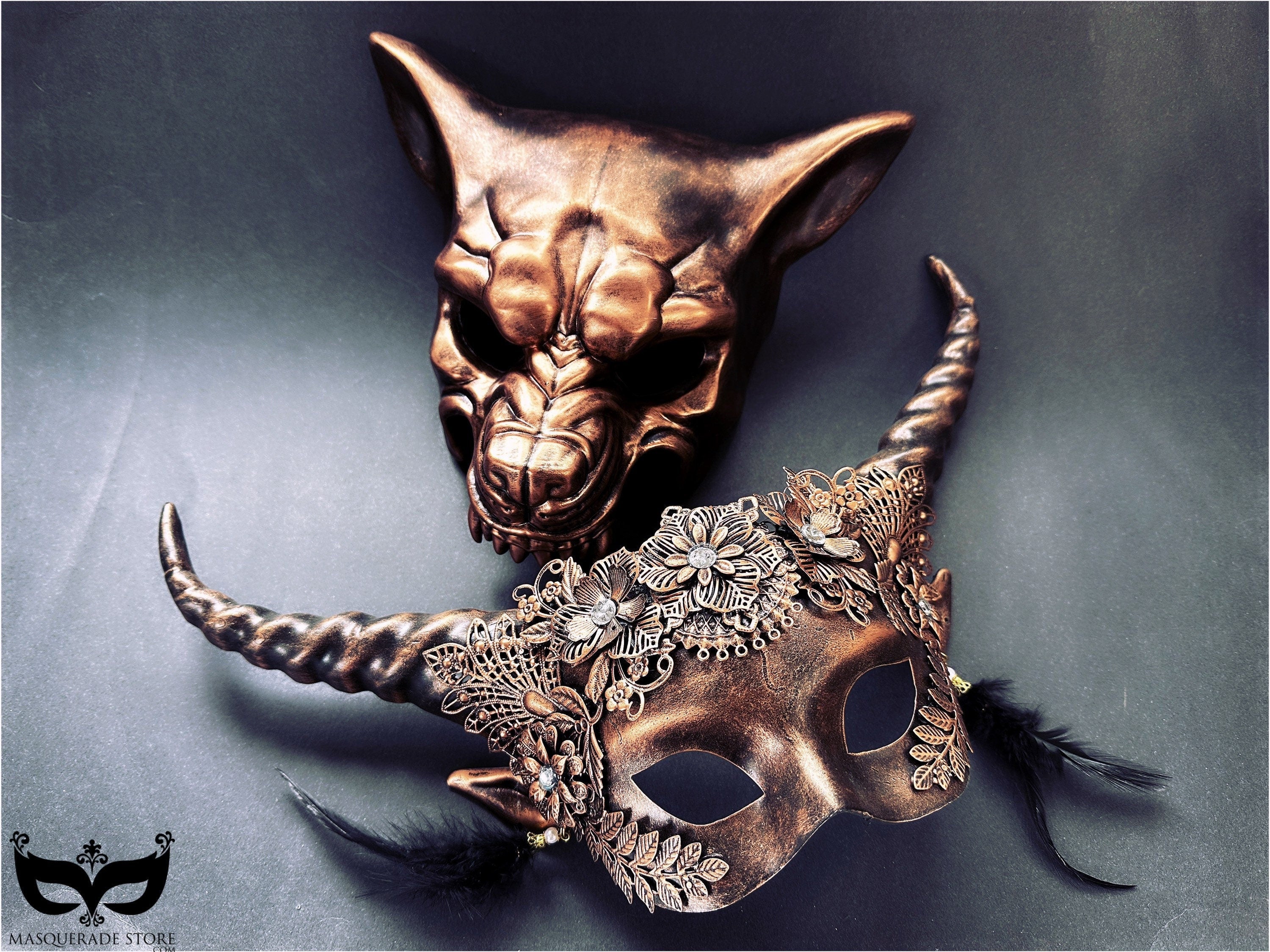 Steampunk popular Spike Anger Wolf Couple Masks