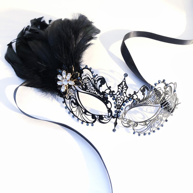 Blush Pink Lace Masquerade Mask for Women Studded With Rhinestones