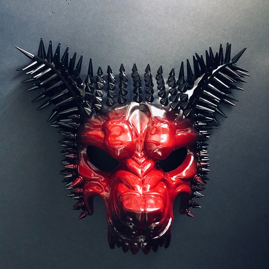 Spiked Wolf Mask - Red/Black