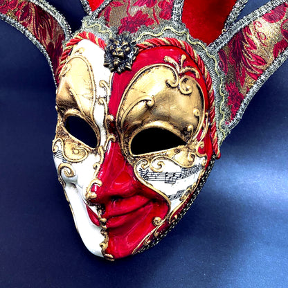 Venetian Jester Mask in Red and Gold