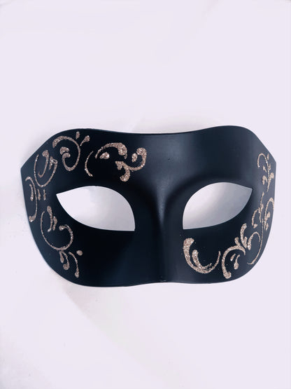 Scroll Filigree Masquerade Mask - Black/Gold