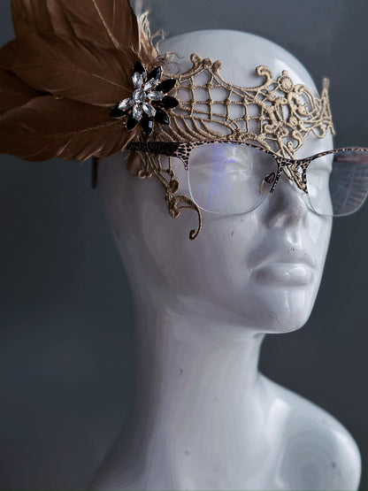 Eyeglass Mask - Gold Glamour