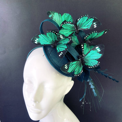 Butterfly Fascinator - Teal / Green