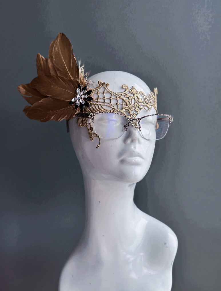 Eyeglass Mask - Gold Glamour