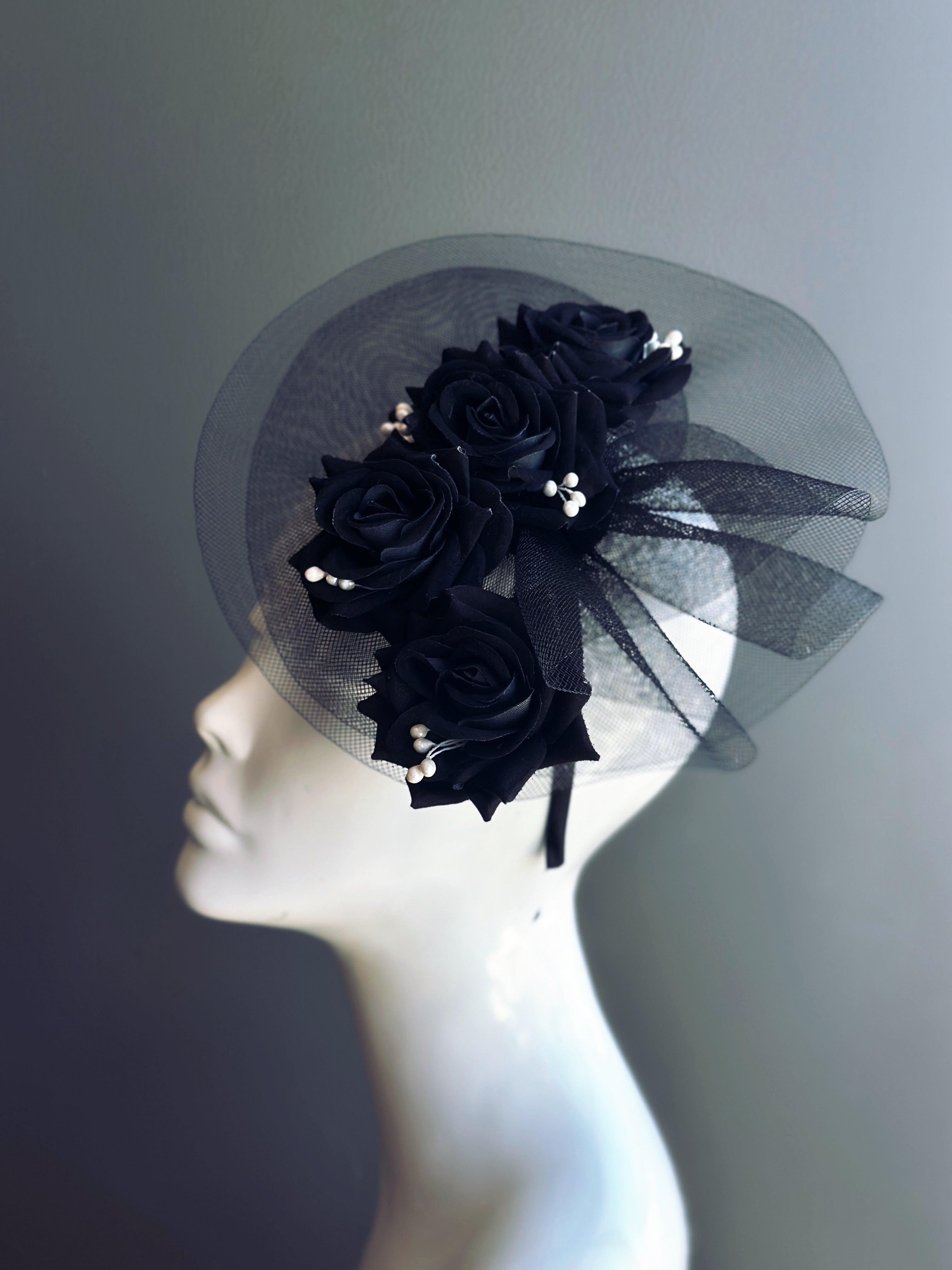 Black Rose Bloom Fascinator