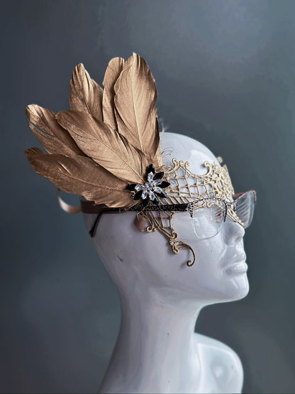 Eyeglass Mask - Gold Glamour