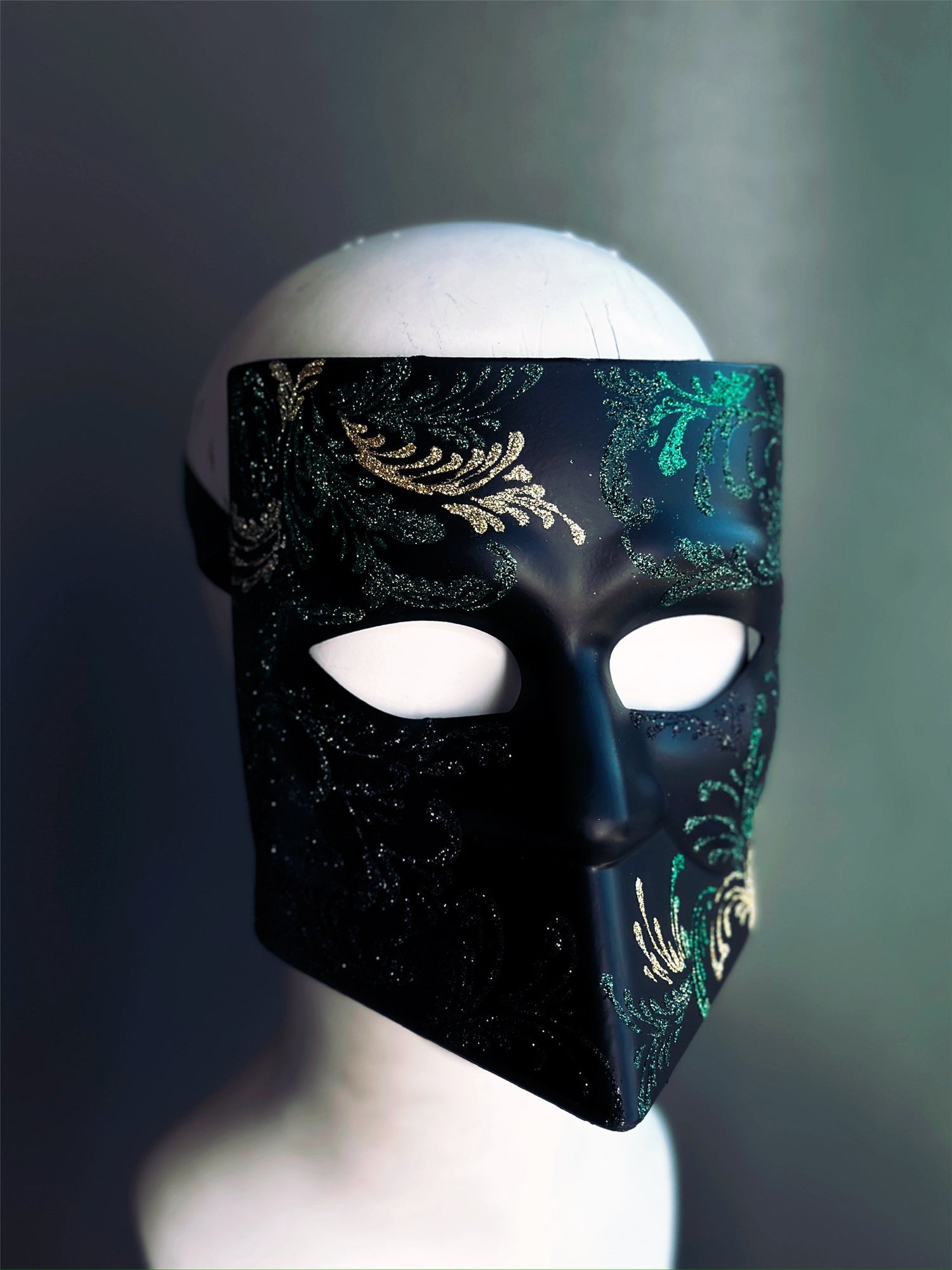 Bauta Mask - Green/Gold/Black