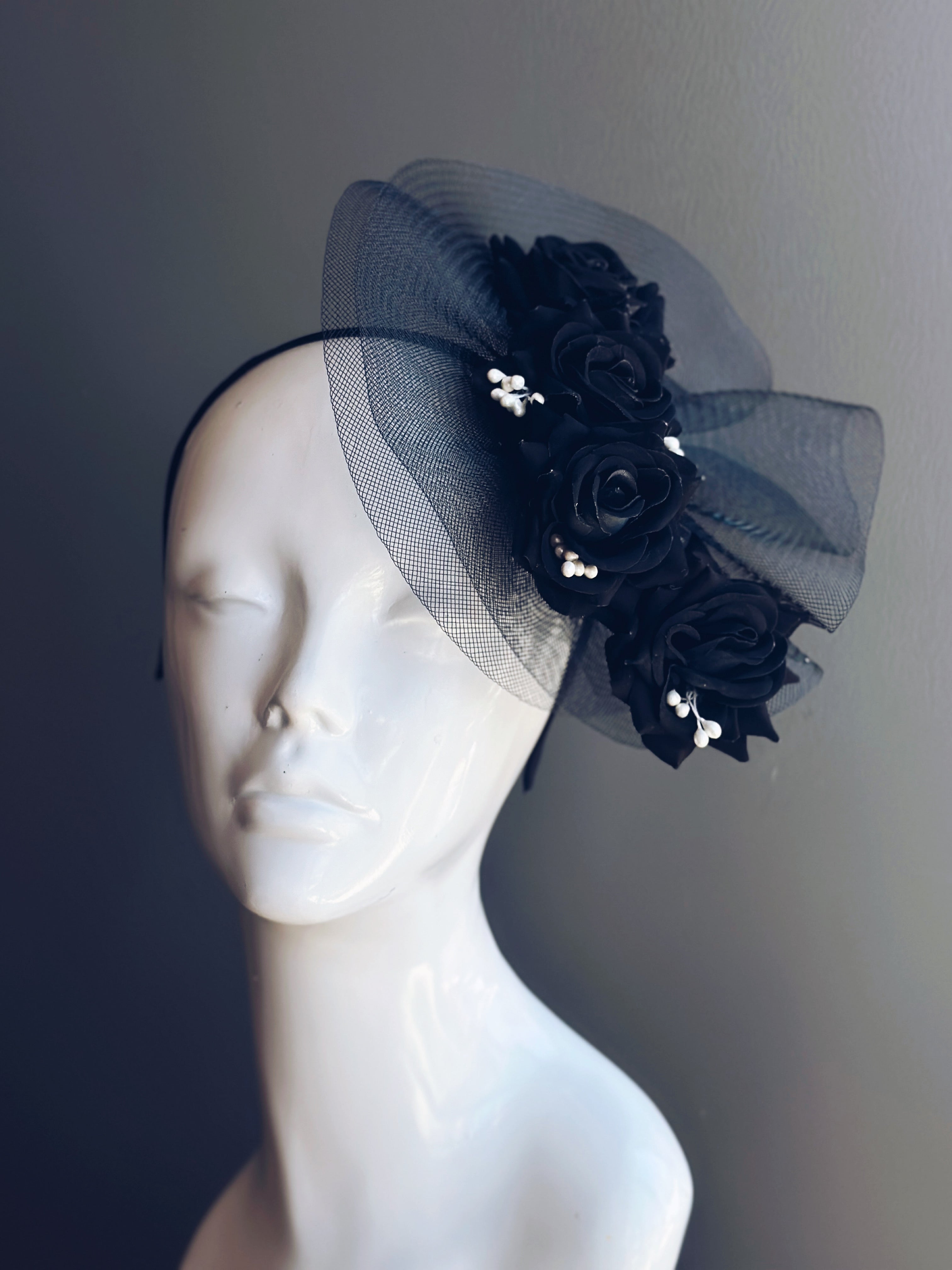 Black Rose Bloom Fascinator