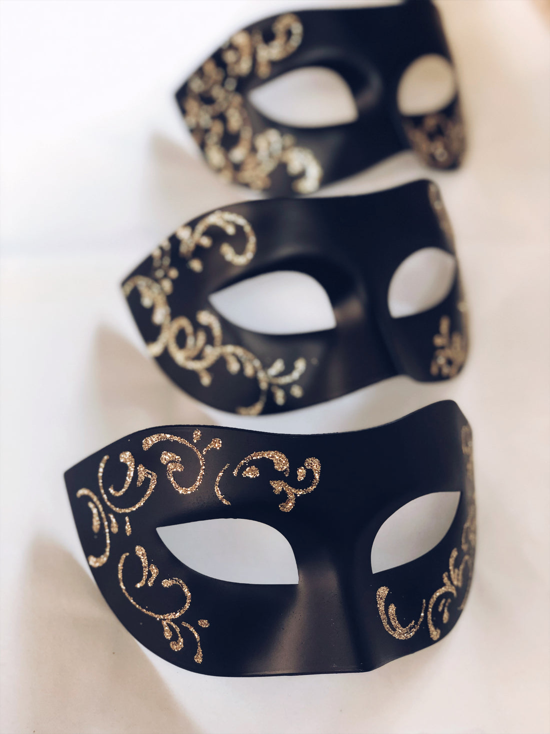 Luxury Black Masquerade Masks (Set of 12)