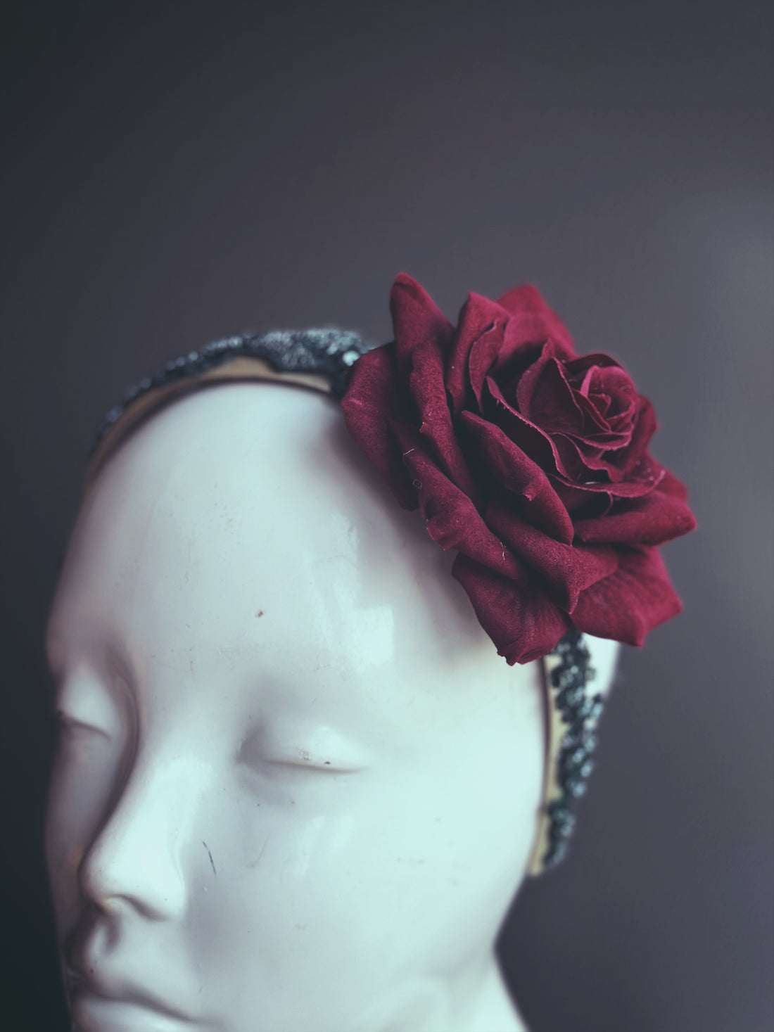 Burgundy Rose Embellished Headband