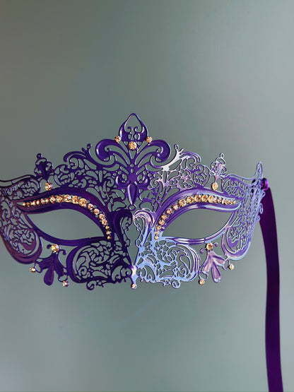 Metal Mask With Rhinestones - Purple