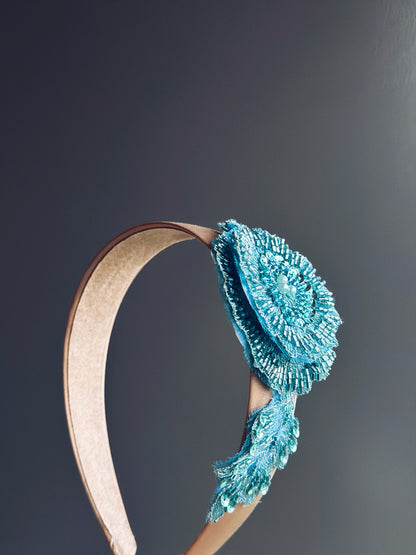 Winter Bloom Teal Headband