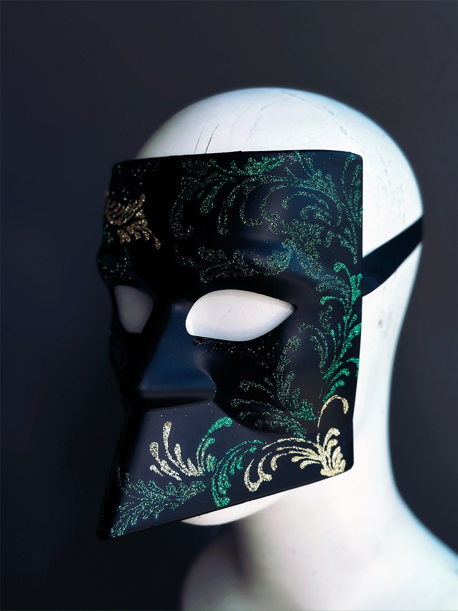 Bauta Mask - Green/Gold/Black