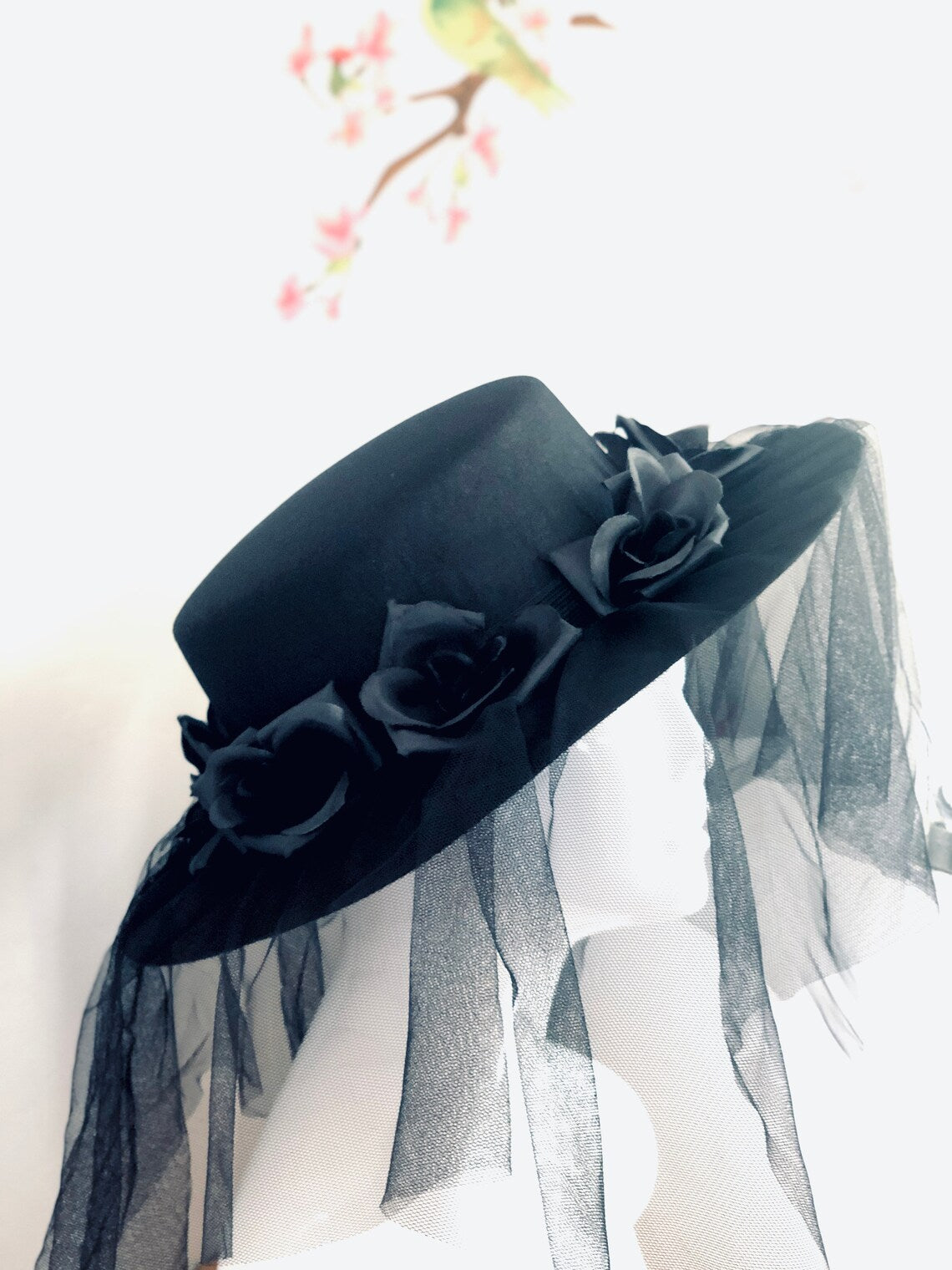 Halloween Floral Veil Plague Hat