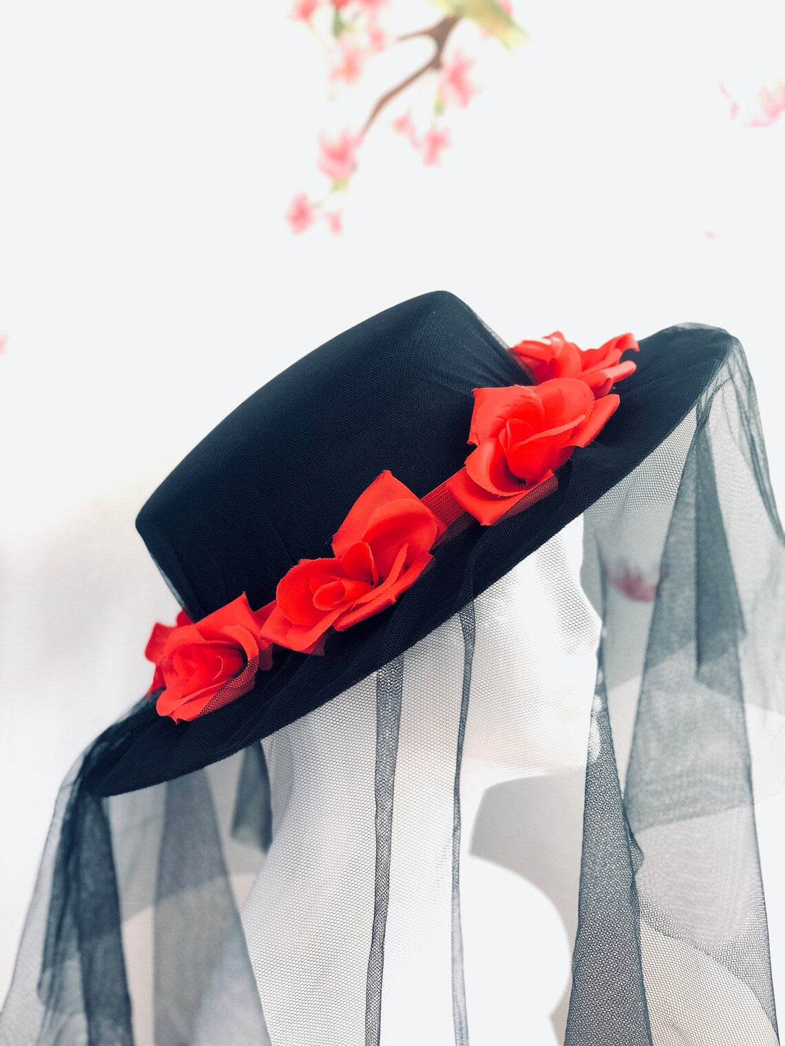 Halloween Floral Veil Plague Hat