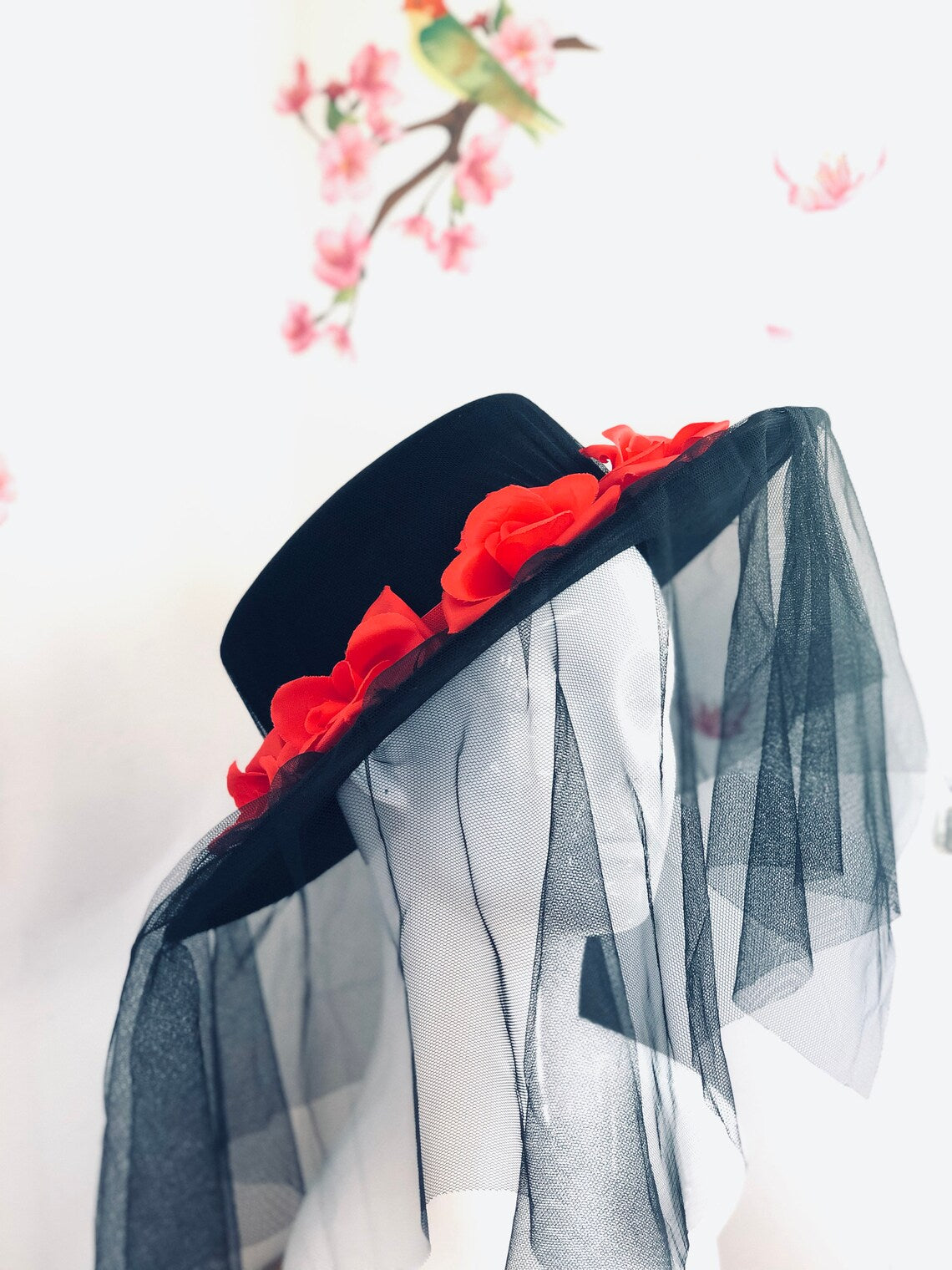 Halloween Floral Veil Plague Hat