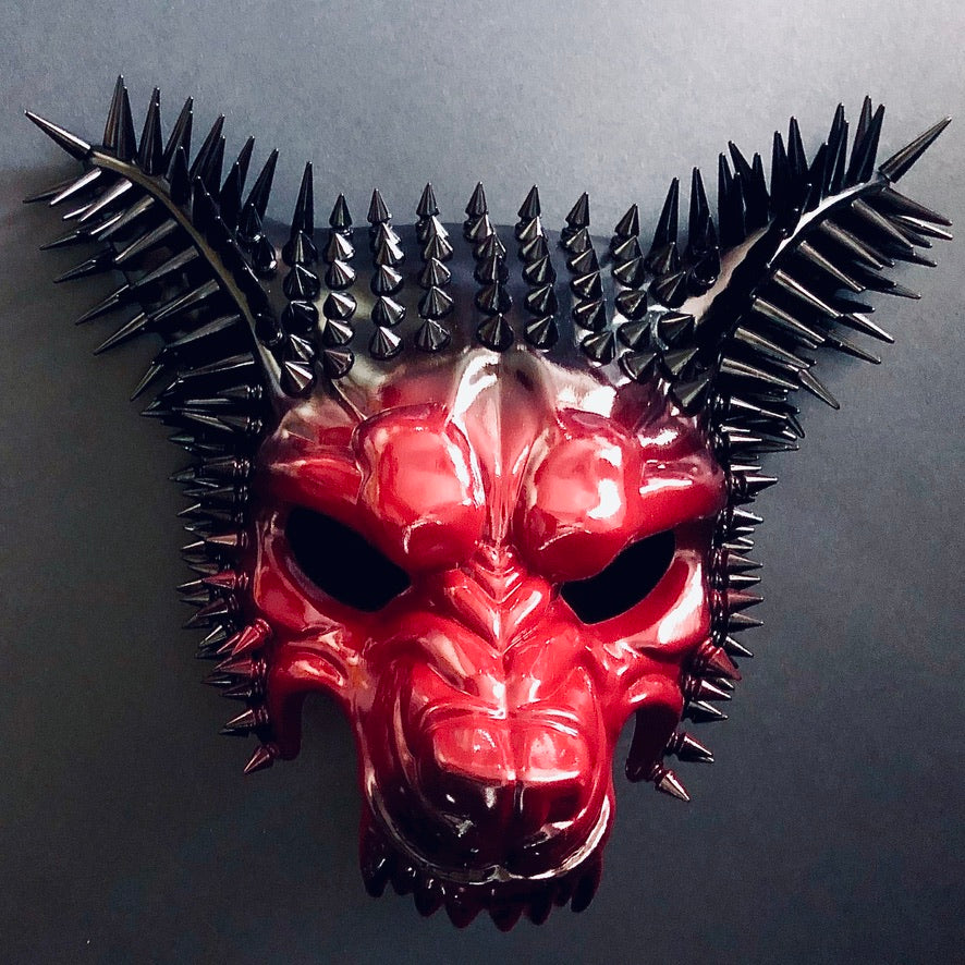 Spiked Wolf Mask - Red/Black