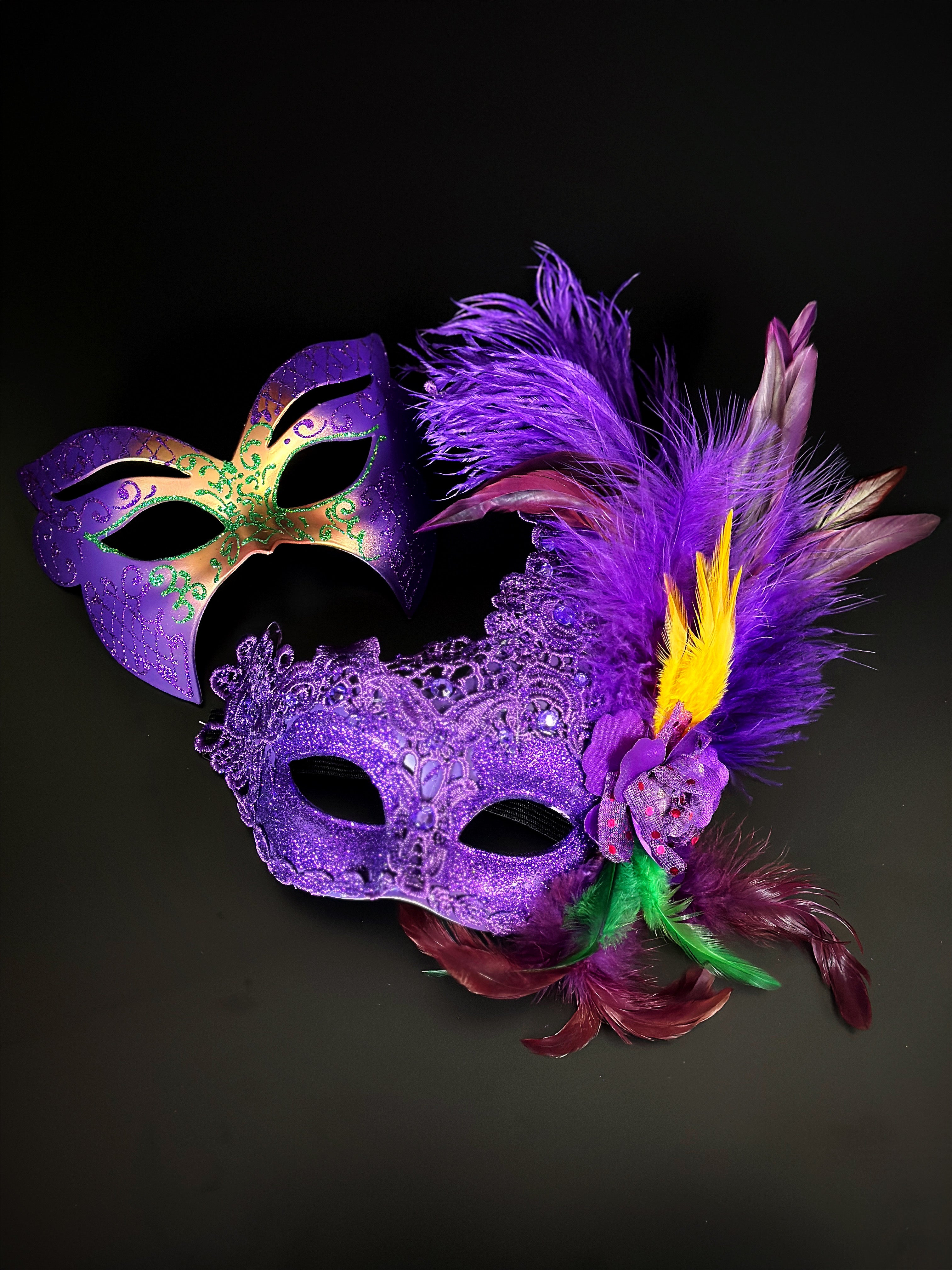 Couples Masquerade Masks Mardi Gras Purple | Masquerade Store