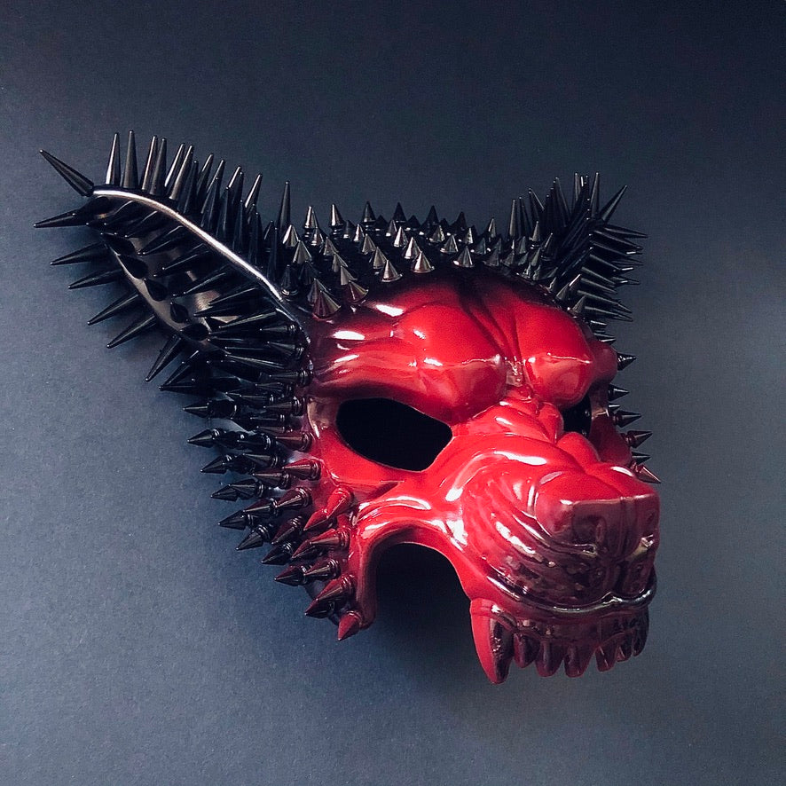 Spiked Wolf Mask - Red/Black