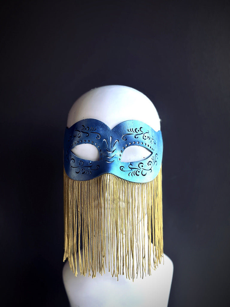 Fringe Mask - Blue Gold Peck