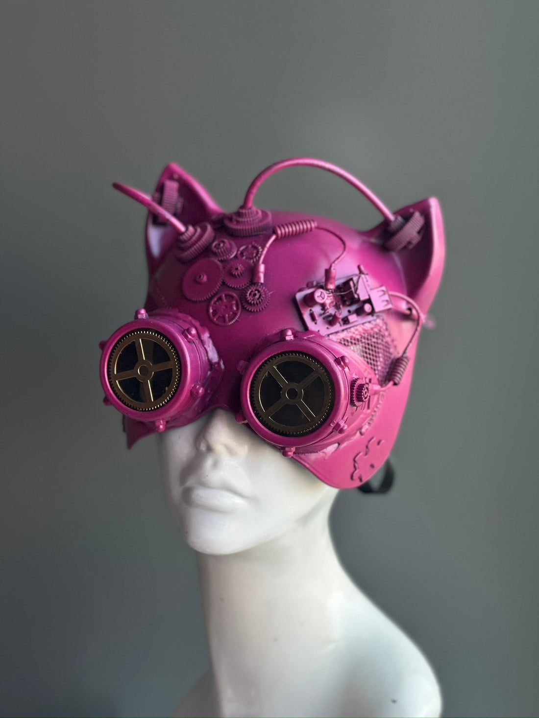 Steampunk Cat Mask - Pink