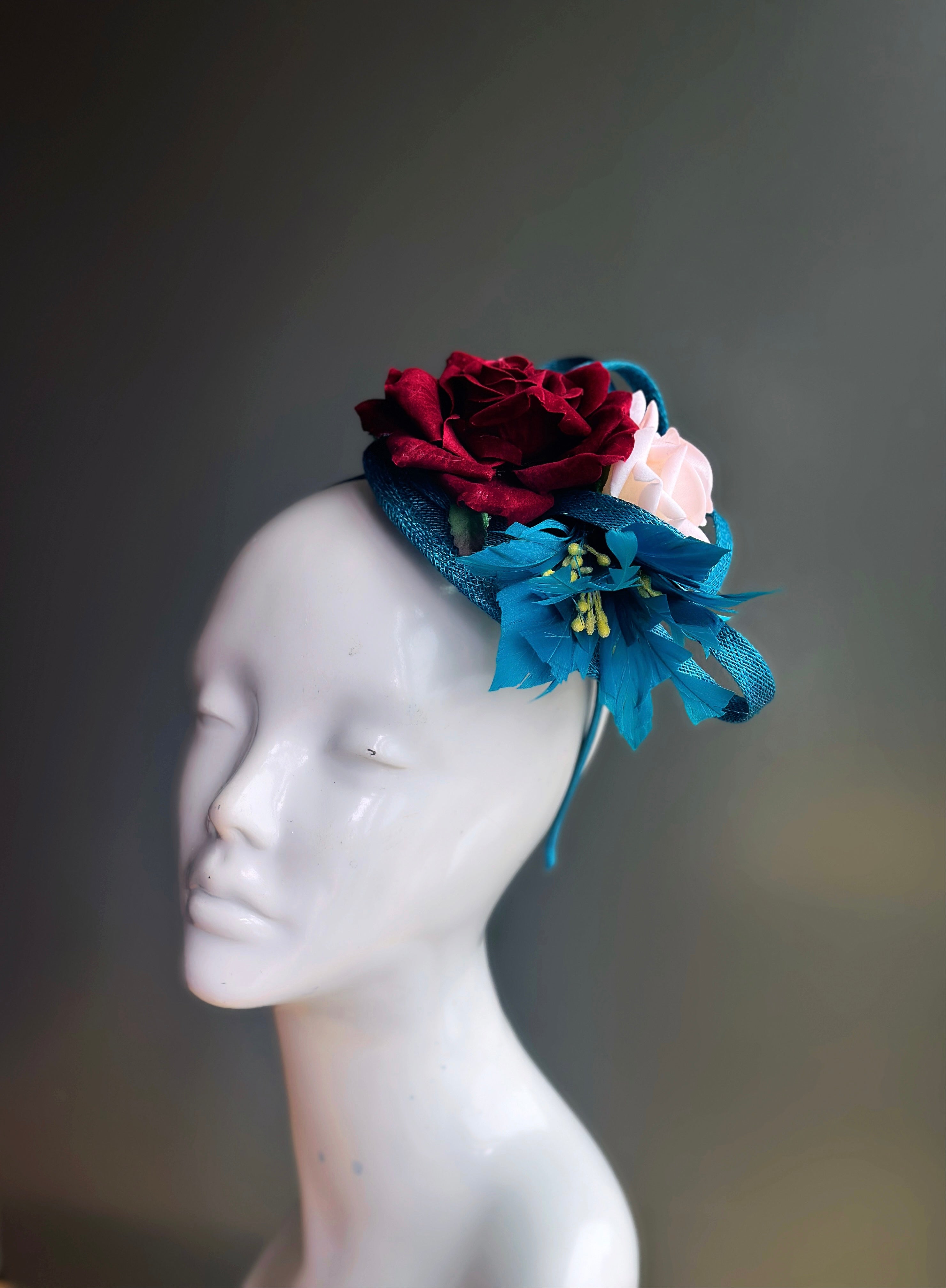 Large Light Cornflower hotsell Blue Periwinkle Bluebell Blue White Rose Floral Flower Fascinator Hat Big Teardrop Wedding Races u11007