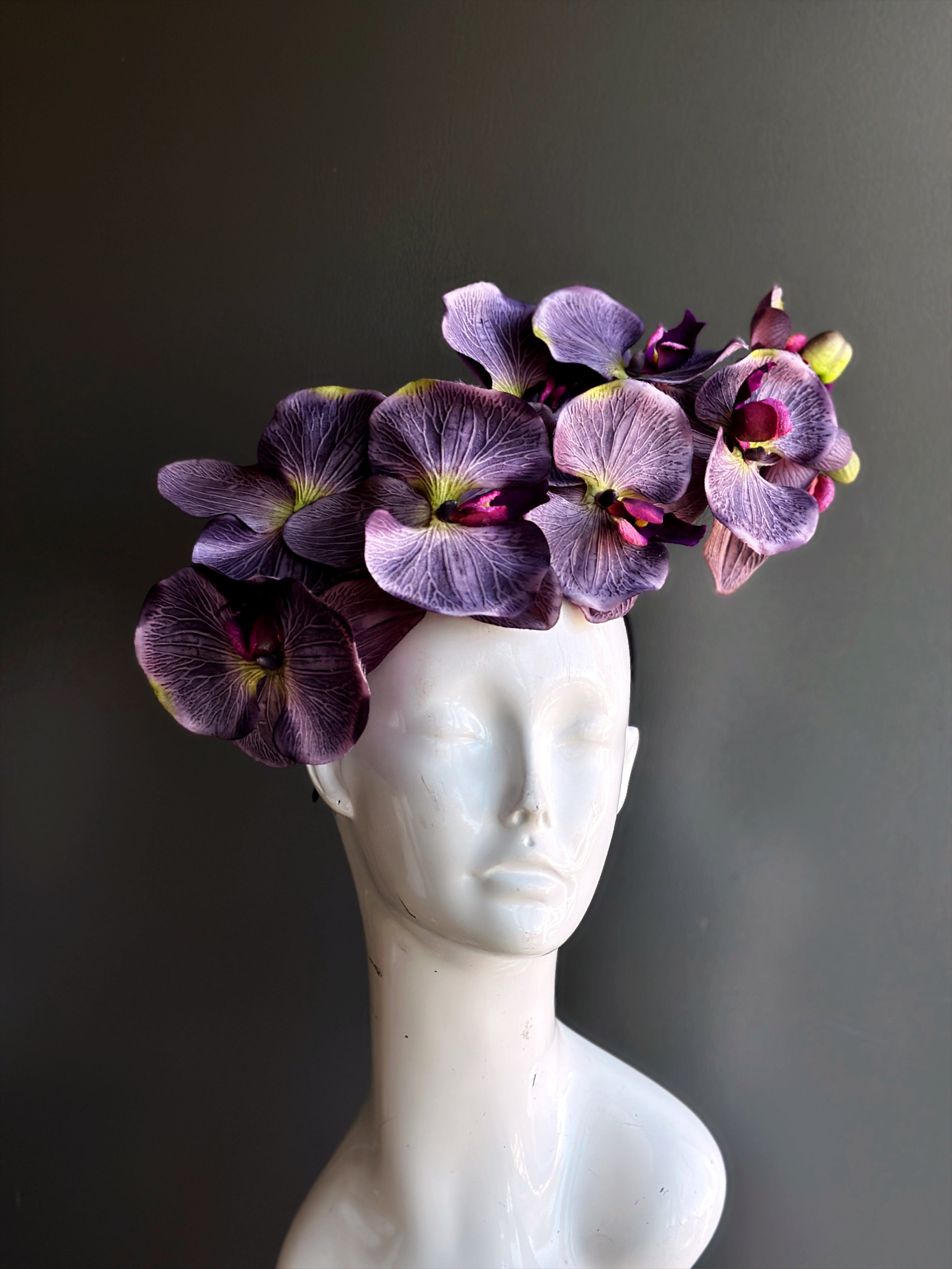 New 2024 purple fascinator with flowers and netting!