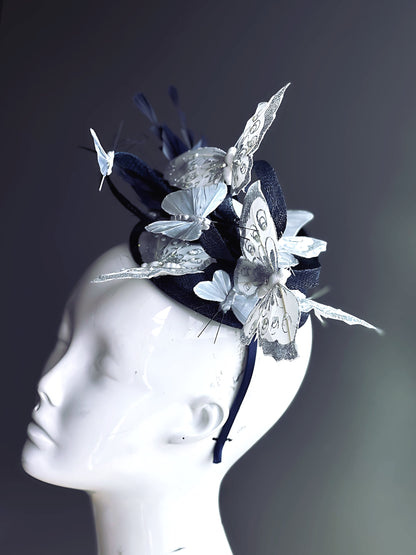 Butterfly Fascinator - Silver