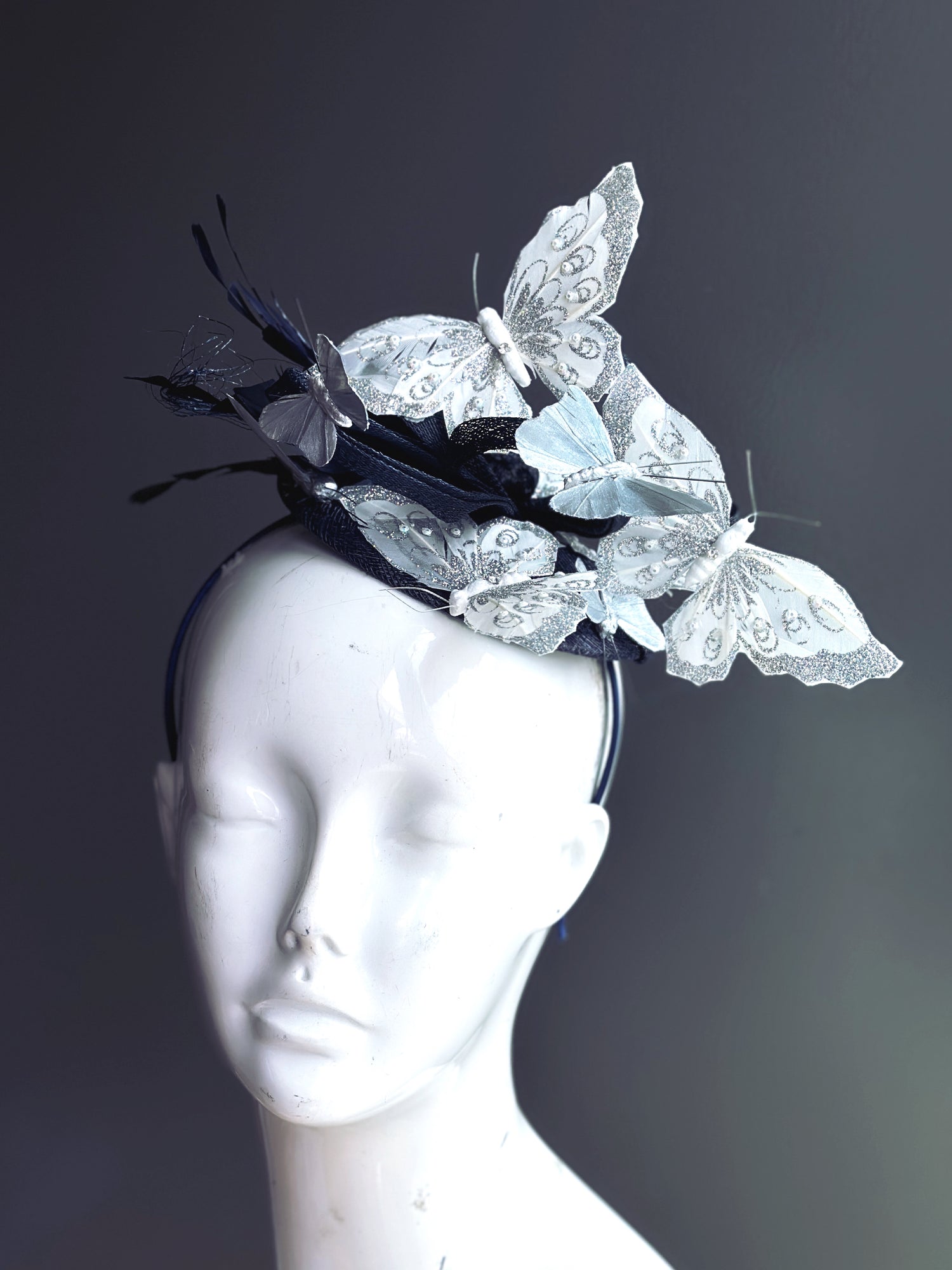 Butterfly Fascinator - Silver