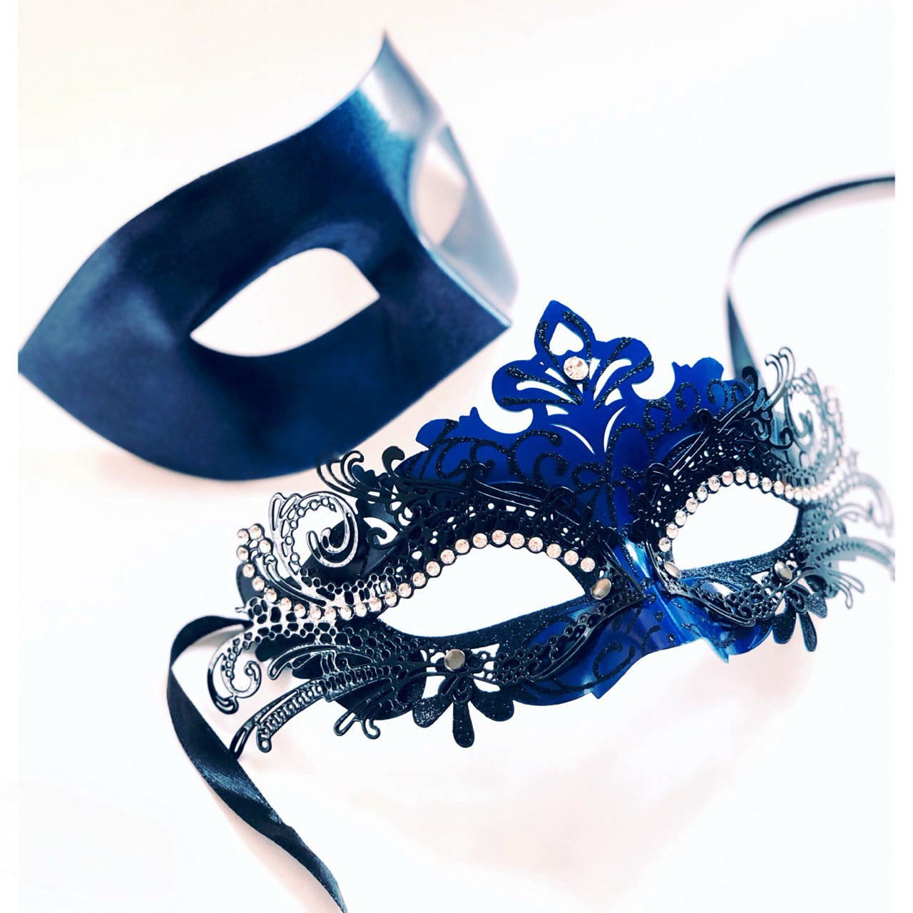 Blue Masquerade Mask for Couples