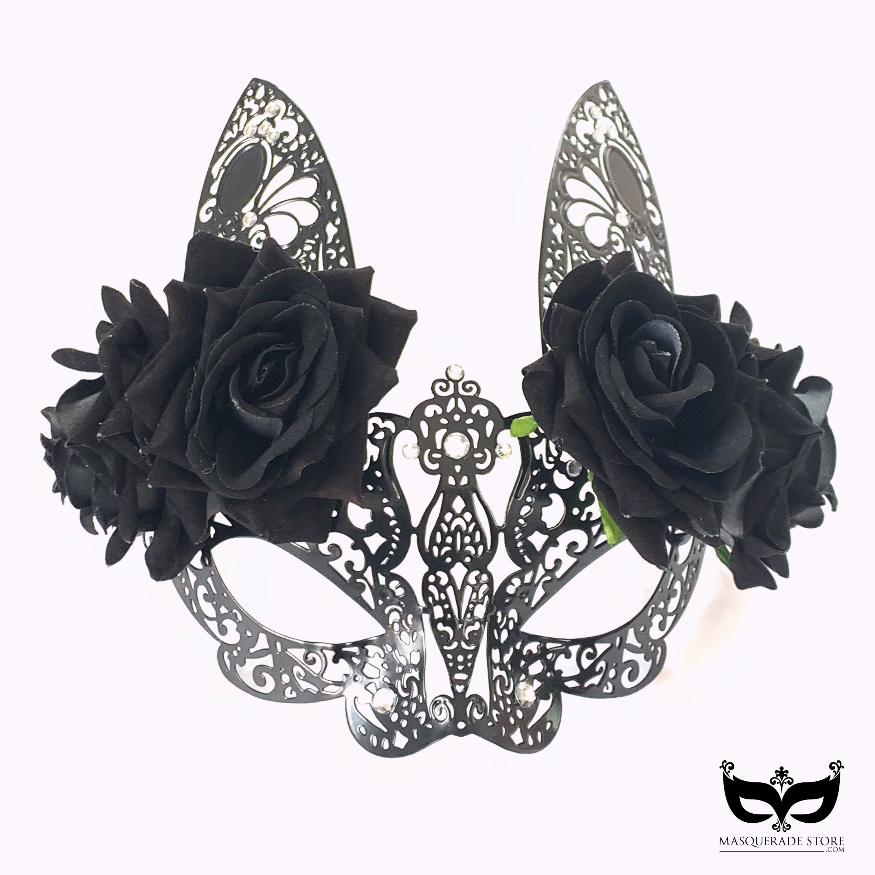 Metal Bunny Mask - Black/Black Rose