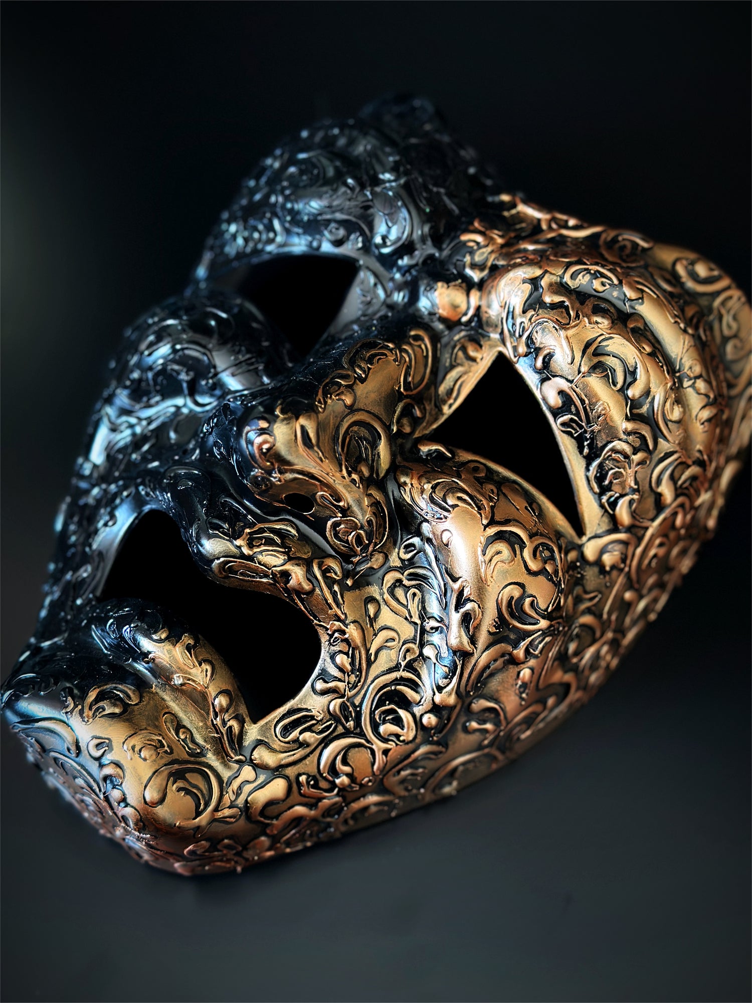 Filigree Tragedy Mask - Black/Gold