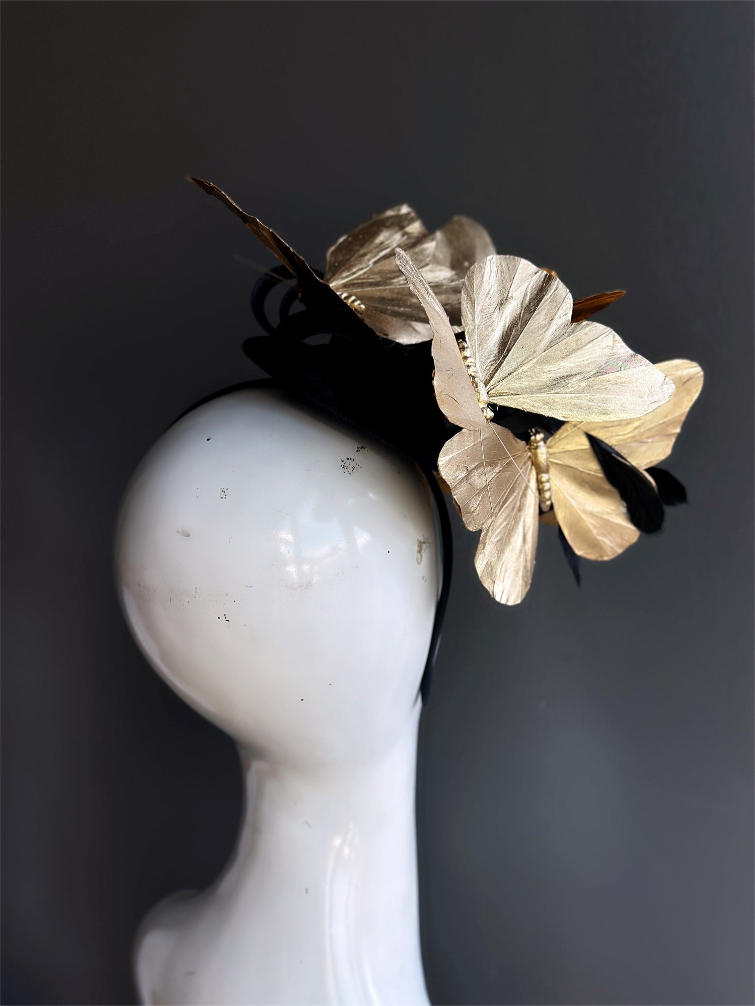 Butterfly Fascinator - Gold/Black