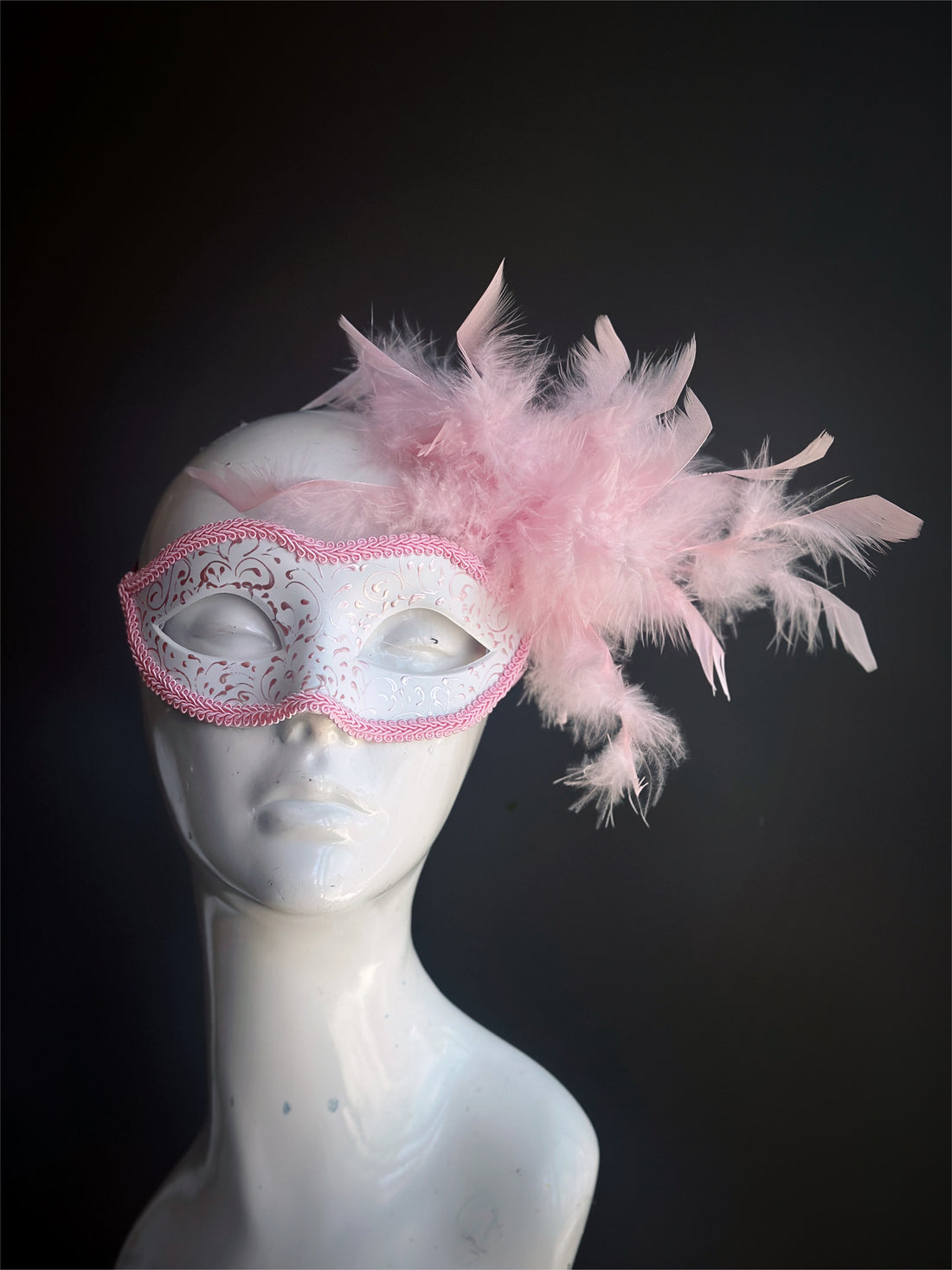 Pink Feather Masquerade Mask