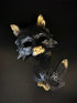 Couples wolf and bunny masquerade masks in black with gold ears and noses.