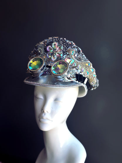 Crystal Captain Hat - Silver