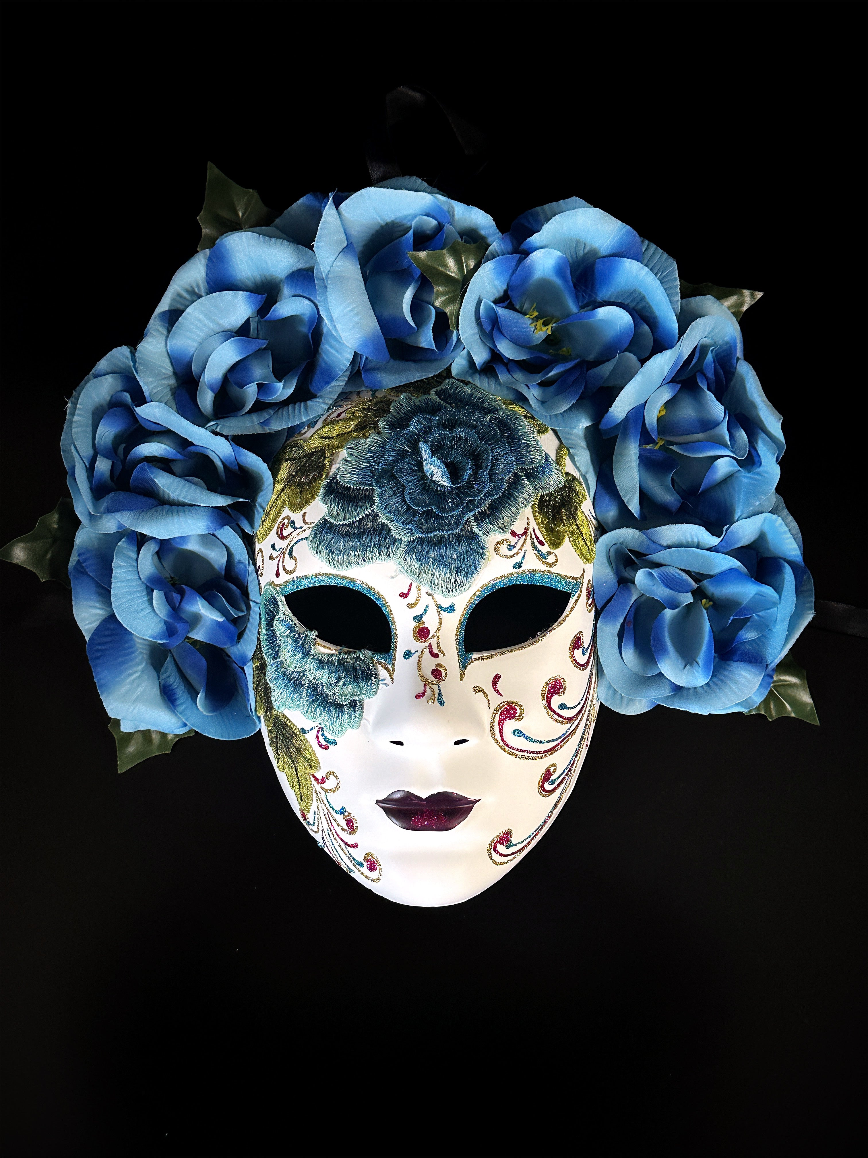 Catrina Flower Mask - Blue/White