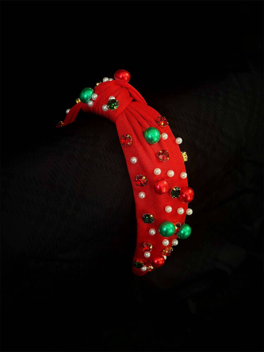 Christmas Jewel Pearl Headband - Red