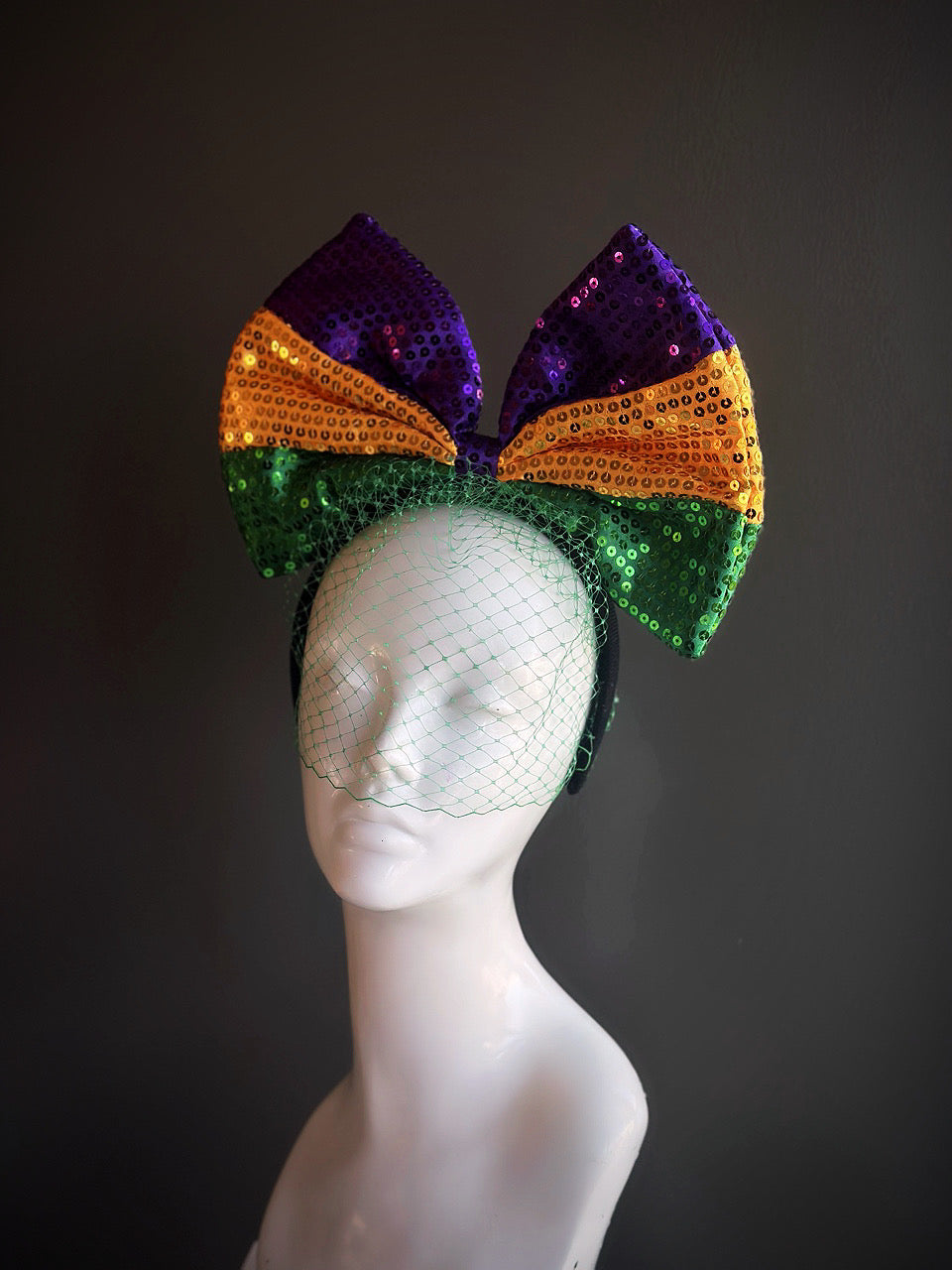 Mardi Gras Sequin Bow Headpiece