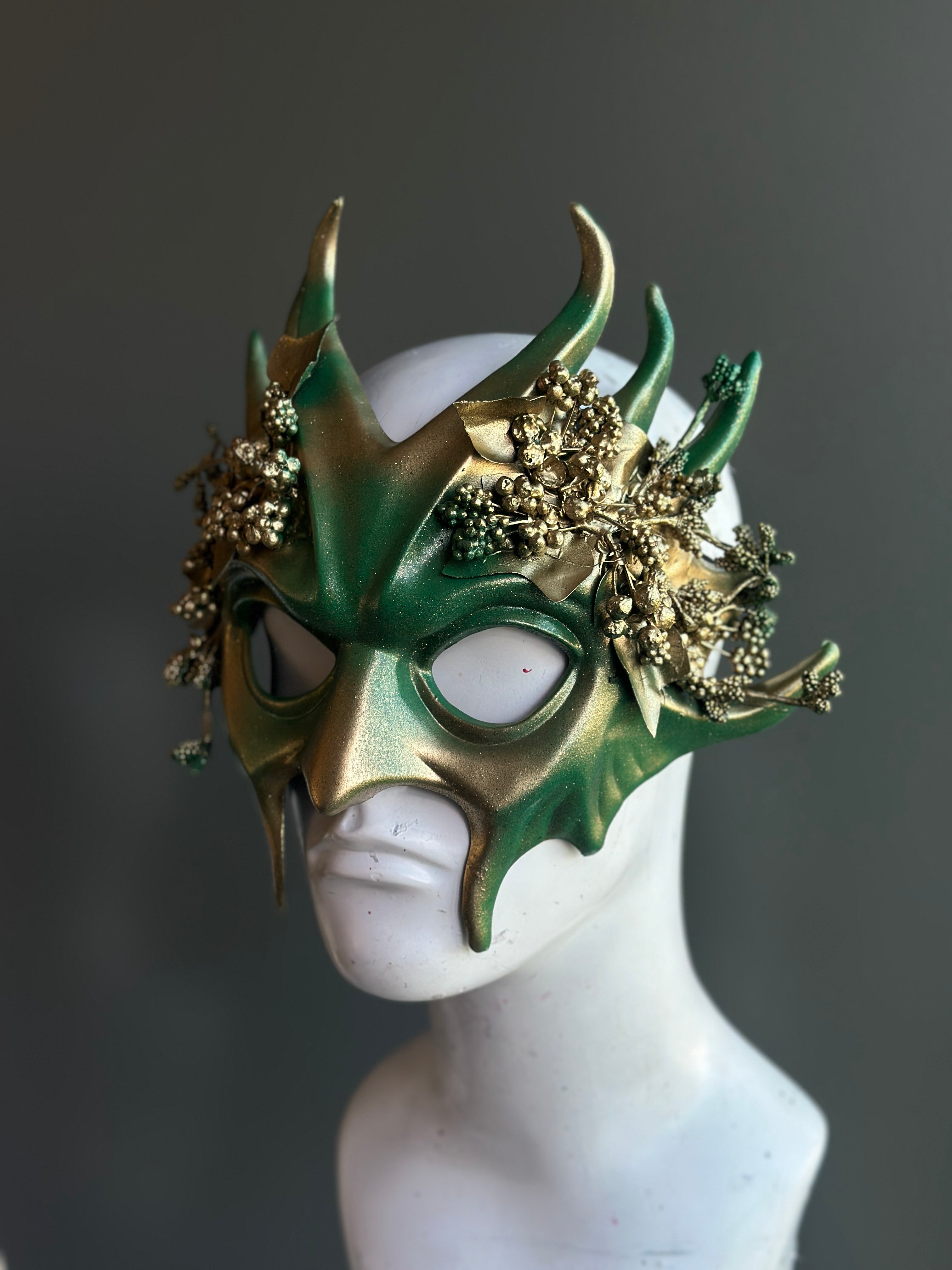 Forest Spirit Mask in Green &amp; Gold