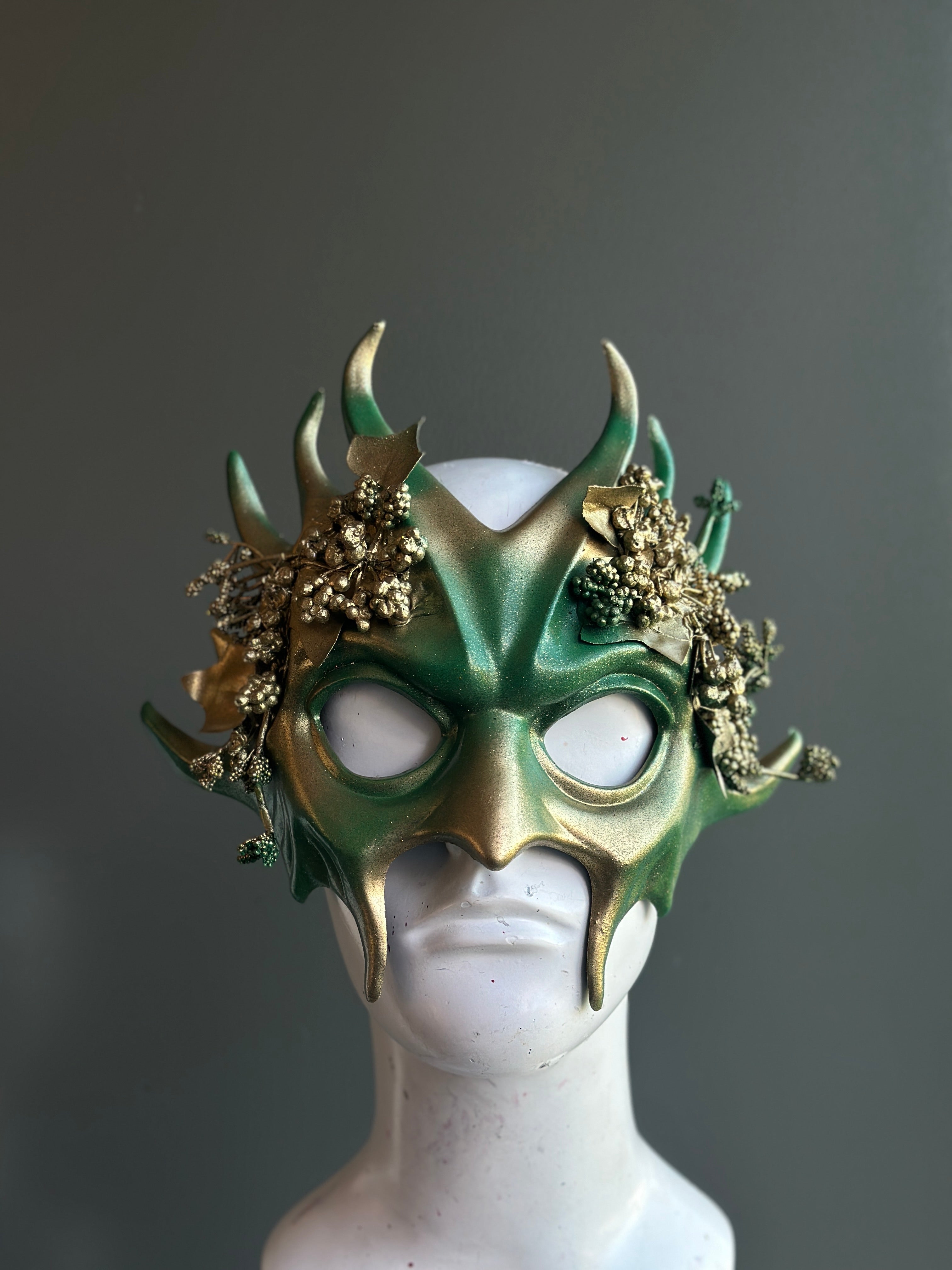 Forest Spirit Mask in Green &amp; Gold