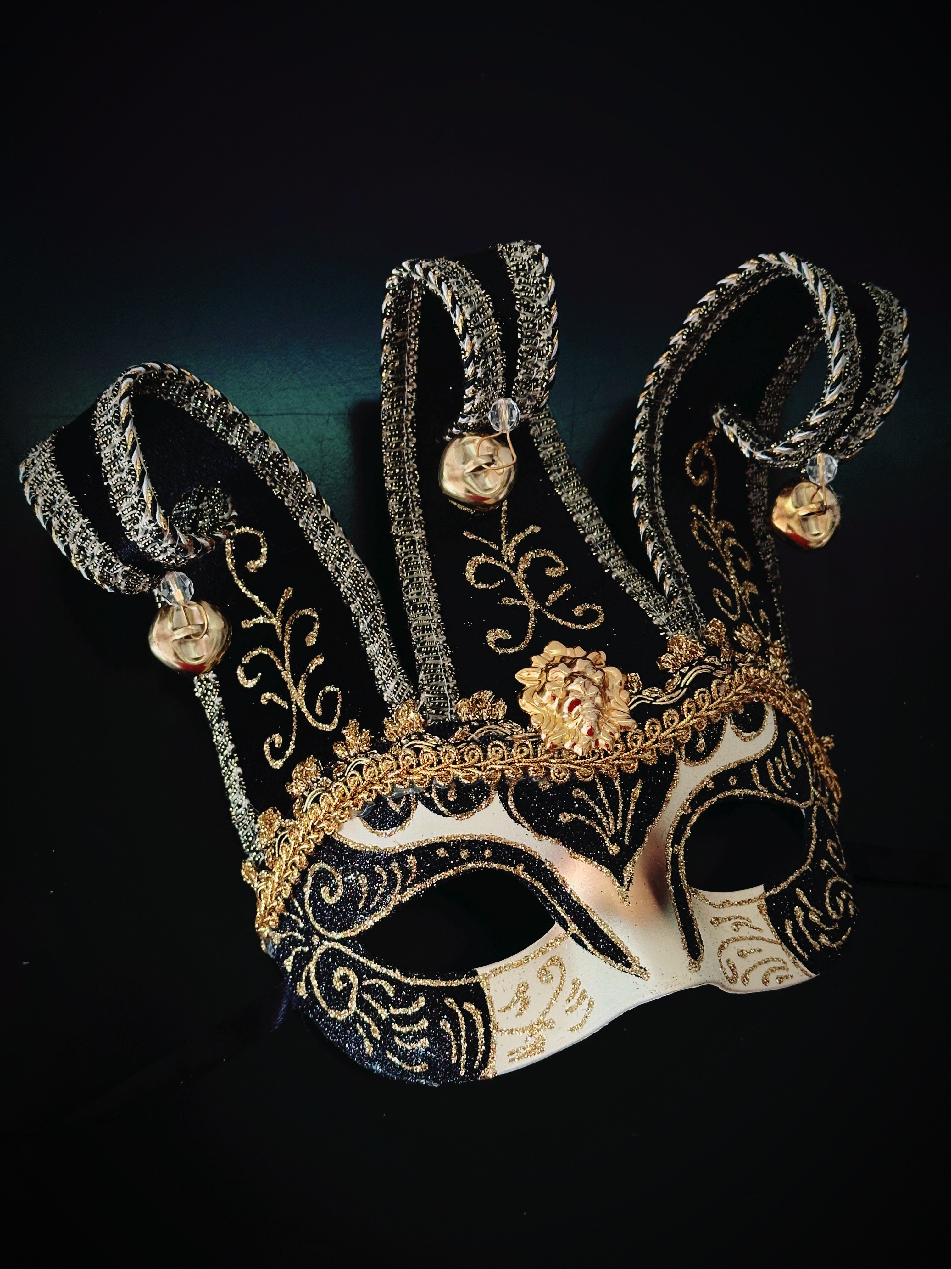 Men's Masquerade Mask Jester Gold Black | Masquerade Store