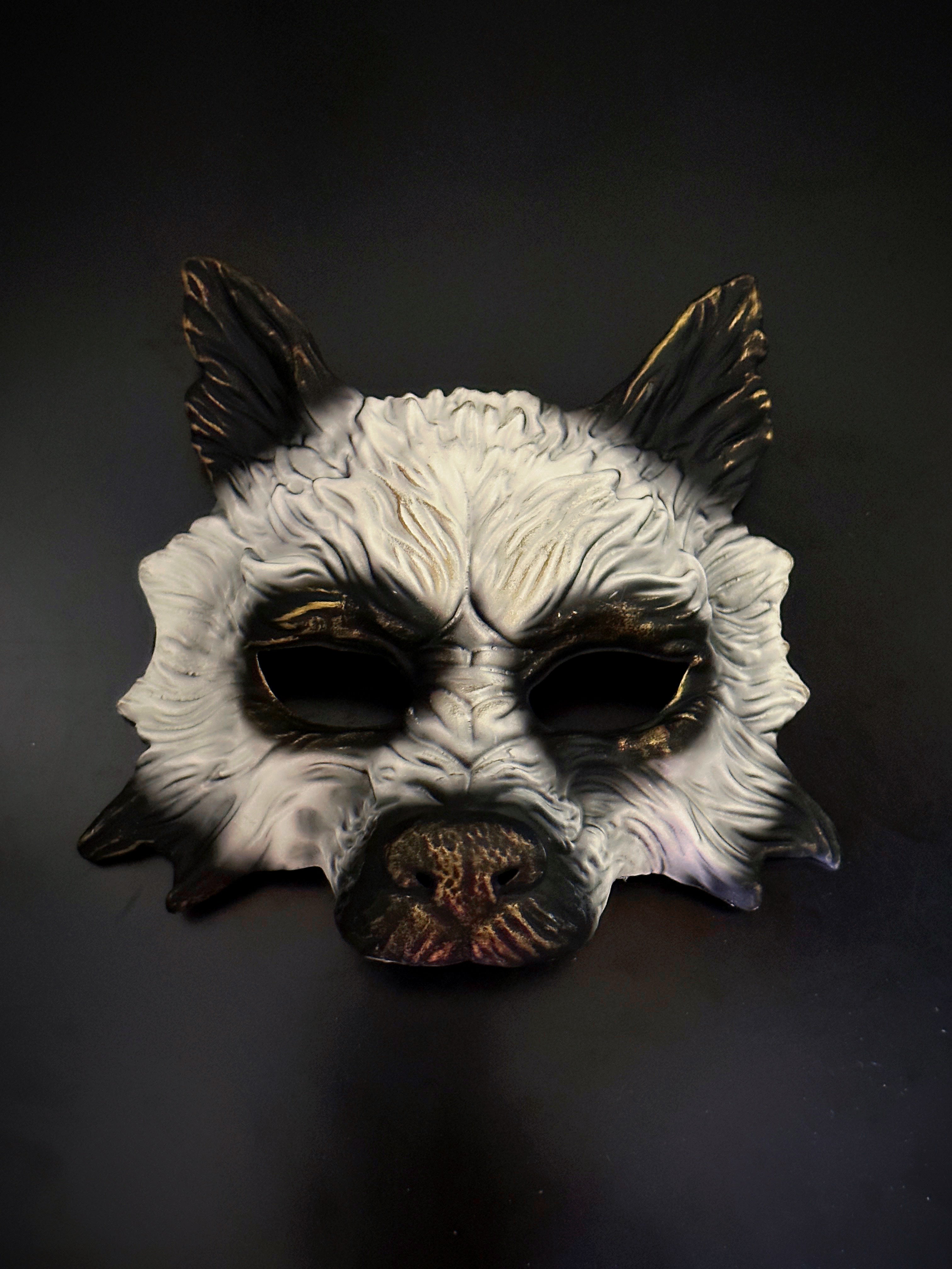 Men's Wolf Masquerade Mask - Black/White | Masquerade Store