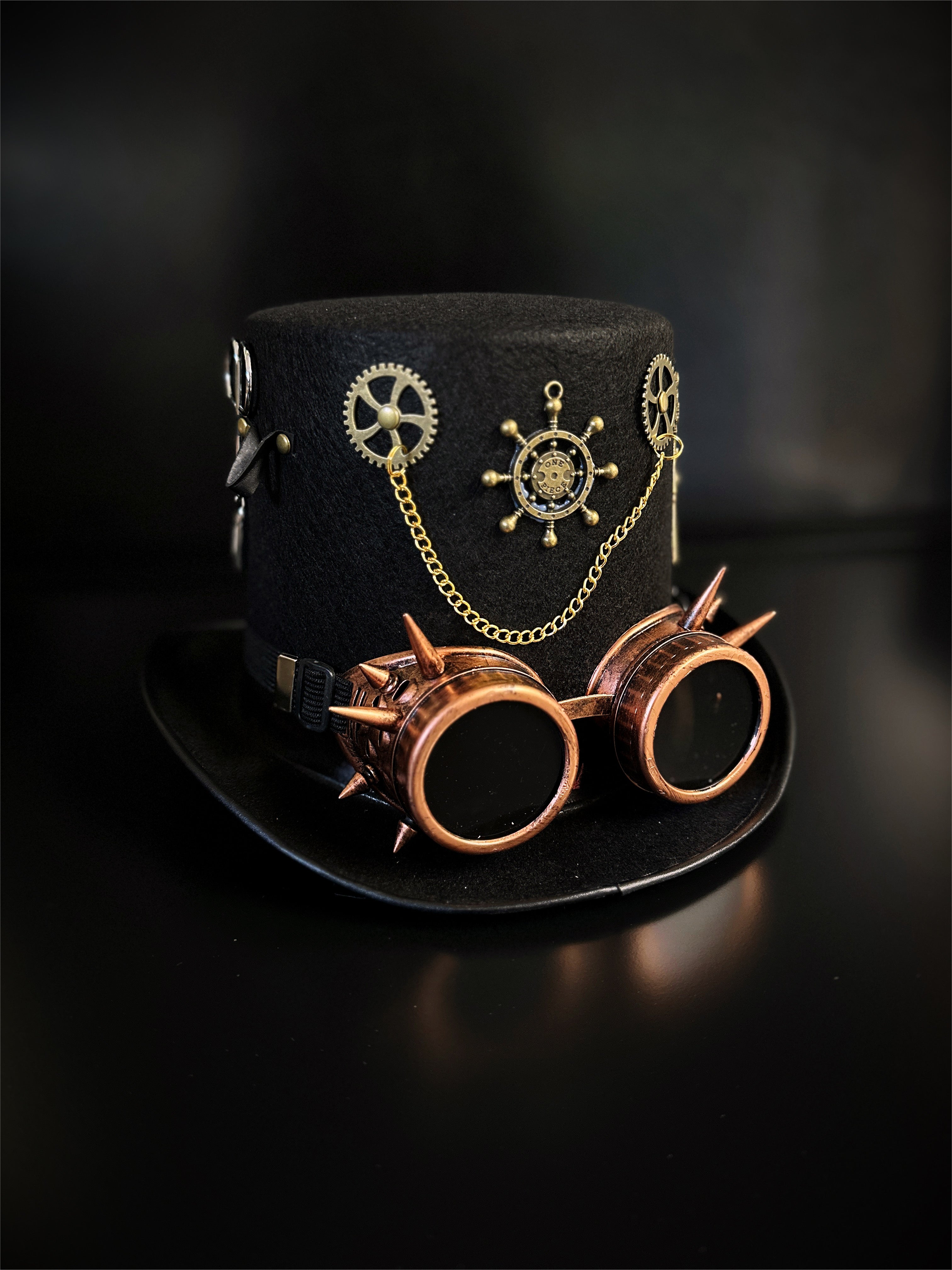 Steampunk satin derby popular goggles feathers gears