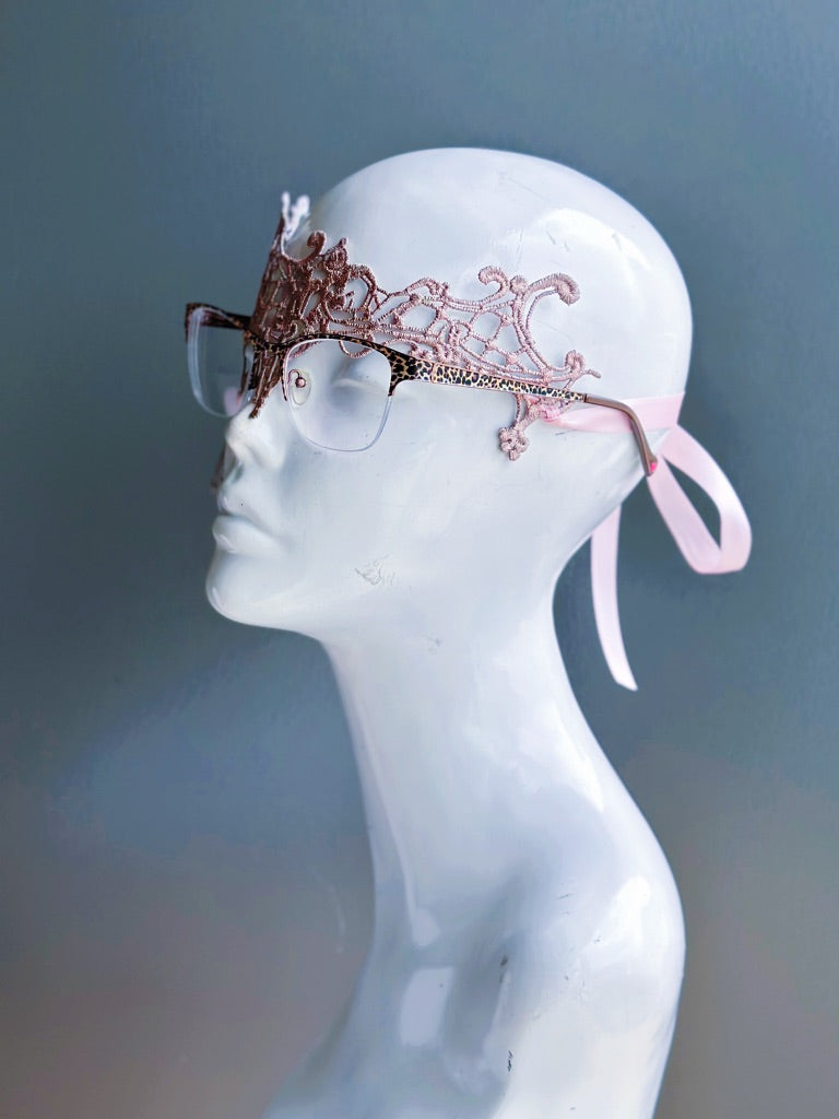 Rose Gold Lace Eyeglass Mask