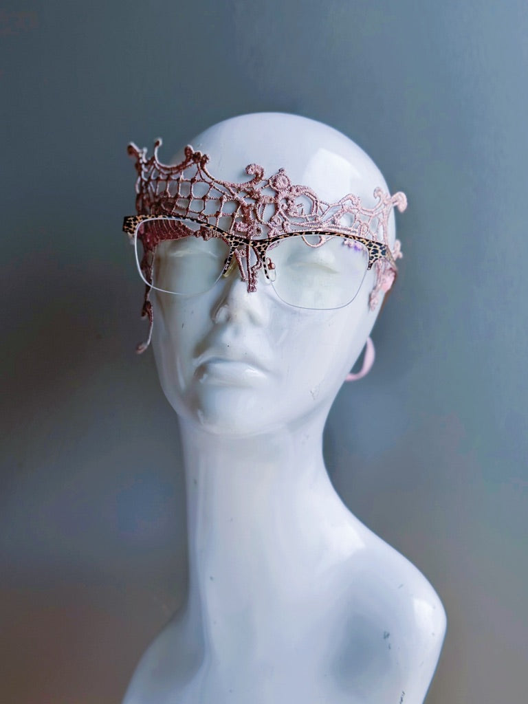 Rose Gold Lace Eyeglass Mask