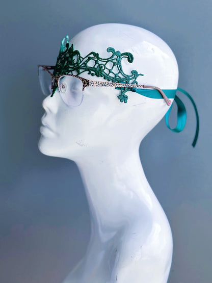 Green Lace Eyeglass Mask