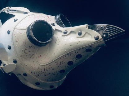 White Steampunk Filigree Plague Mask